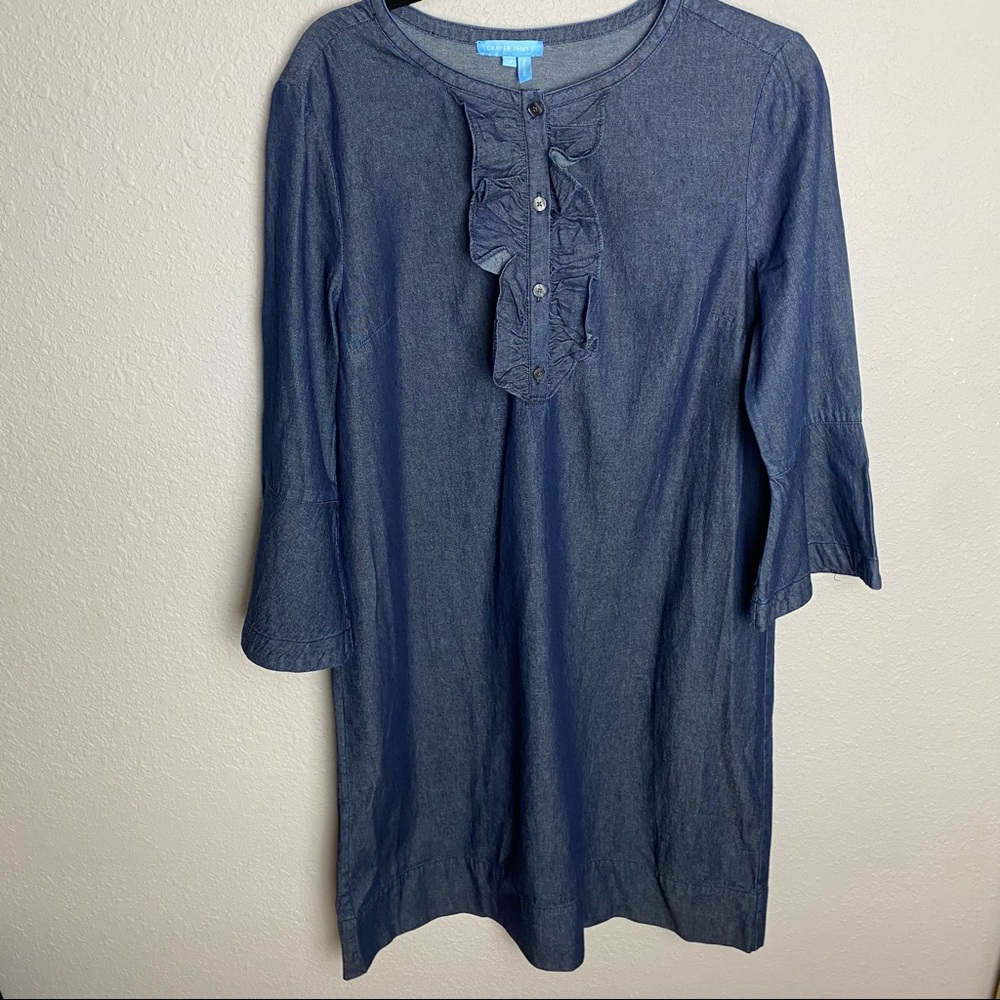 Draper James Chambray Bell Sleeve Ruffle Dress - Picture 3 of 6